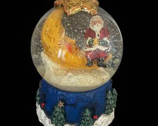 Vintage Santa and Moon Christmas Snow Globe
