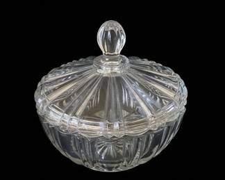 Vintage Anchor Hocking Old Cafe Clear Pressed Glass Covered Candy Dish