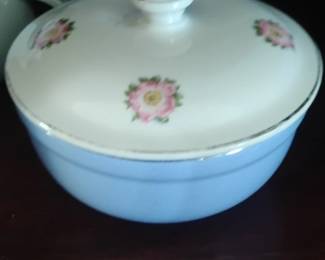 Hall China Rose White Covered Casserole Dish