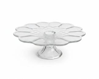 Vintage L.E. Smith Dominion Pattern Clear Glass PetalEdge Cake Stand second image