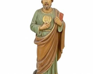 Vintage Saint Jude Thaddeus Plaster Statue  Likely Mexican Origin