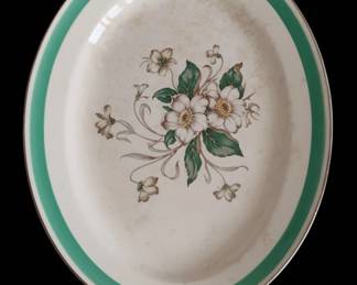 Vintage Edwin Knowles Carolina Floral Oval Platter and Fiesta Turquoise Platter