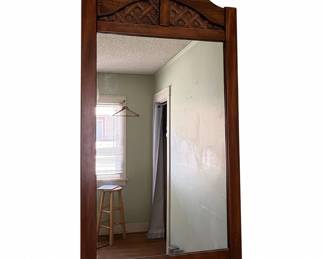 Traditional Wooden Wall Mirror with Lattice Frieze second image