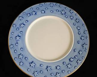 Sakura Galaxy Blue Dinner Plate with K Gold Stars