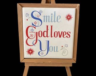 Smile God Loves You Decorative Easel Plaque
