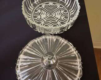 Vintage Anchor Hocking Old Cafe Clear Pressed Glass Covered Candy Dish second image