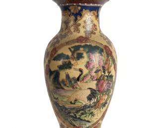 Japanese Satsuma Style Vase with Cranes