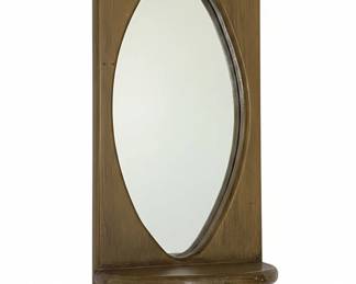 Vintage Wood Wall Sconce with Shelf and Mirror