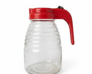 Vintage Federal Tool Corp. Glass Syrup Dispenser with Red Lid
