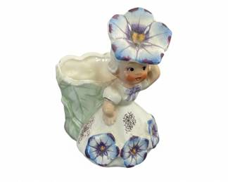 Napco Girl with Morning Glory Planter or Pin Holder second image