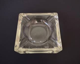 Vintage Heavy Square Clear Glass Ashtray