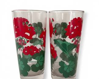 Vintage Avon Summer Fantasy Geranium Pattern Drinking Glasses
