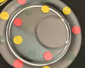 MidCentury Modern Polka Dot Snack Plates with Cup Indentation second image