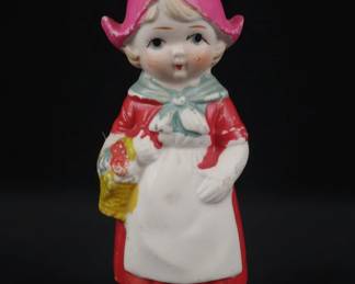 Vintage Dutch Girl Figurine with Basket, Made in Japan