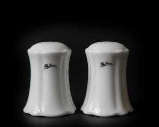 Oleg Cassini White Porcelain Salt and Pepper Shakers