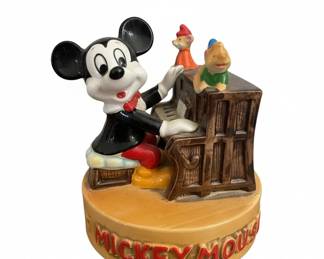 Vintage Mickey Mouse Playing Piano Musical Figurine  Made in Japan