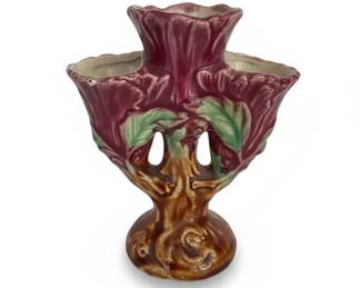 vintage majolicastyle ceramic floral finger vase