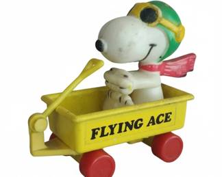 Vintage s Snoopy Flying Ace Wagon Toy