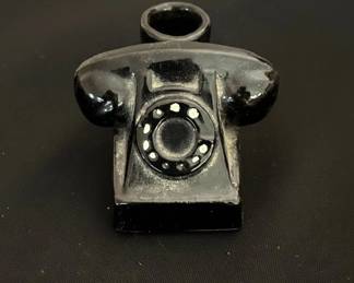 Vintage Ceramic Telephone Figural Pencil Holder