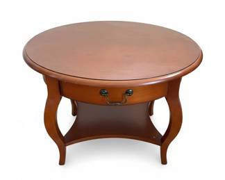 Round Brown Cherry Coffee or End Table w or drawer second image