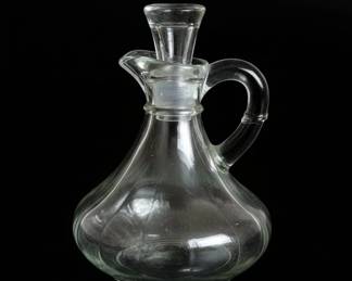 Vintage Anchor Hocking Clear Glass Ribbed Cruet with Stopper
