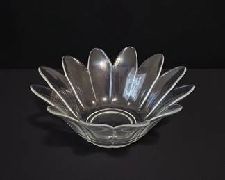 Vintage Clear Glass Lotus Flower Shaped Bowl