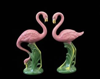 Vtg MCM Ceramic Pink Flamingo Figurines California Pottery s Art Deco third image