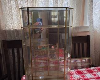 Vintage Hexagonal Brass and Glass Curio Display Case third image