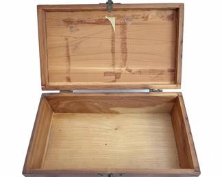 Vintage Carved Cedar Jewelry Box with Decoupage Floral Lid second image