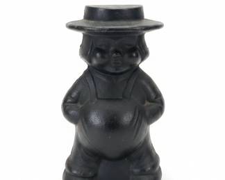 Vintage Cast Iron Amish Boy Still Bank