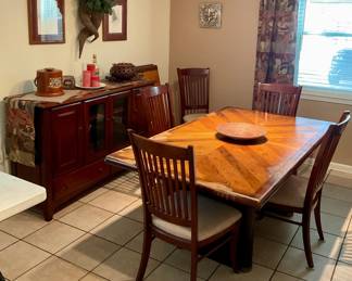 Dining table with 6 chairs, buffet cabinet