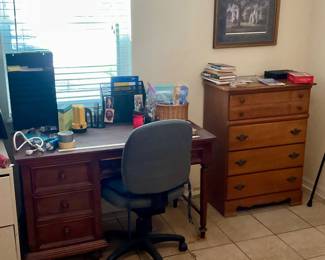 Desk, chest of drawers
