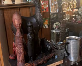 Carved African art, etc.