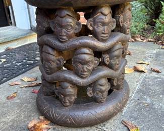 Bamileke stool (carved from single tree trunk) Chief's stool, Cameroon