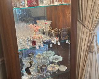 Crystal, Sterling-rimmed coasters, Fostoria, etc.