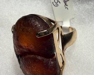 Amber and 14k ring