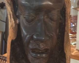 Large African wood bust