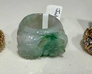 Jade and gold rings
