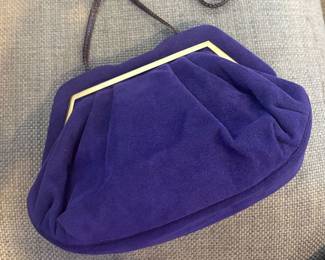 Judith Leiber purple suede handbag