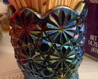 Carnival glass toothpick holder