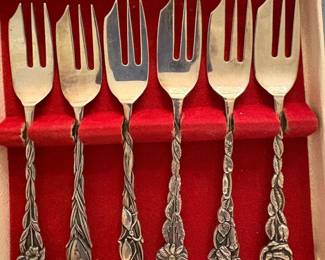 Set of six sterling silver Swedish dessert forks