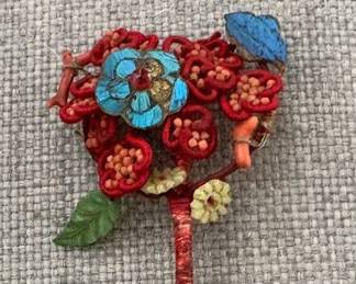Antique hand-beaded hair pin