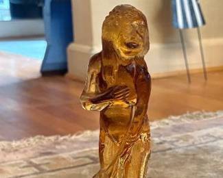 Vintage amber glass flower frog