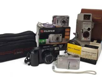 4 Vintage Cameras – Fujifilm FinePix A500, Olympus, Minolta & Bell & Howell Collection