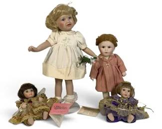 4 Vintage Porcelain Dolls – Paradise Galleries Pair & 2 Standing Heirloom Collectibles