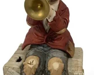 Melody In Motion Horn Player Musical Figurine – Soji Watanabe Hand-Painted Porcelain, 12"