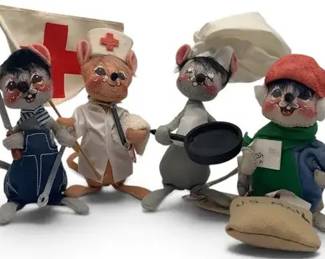 4 Annalee Dolls Vintage Workers – Nurse, Sailor, Chef & U.S. Military Mouse Figures