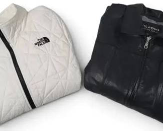 2 Women's Coats – The North Face Quilted Jacket Size L & Wilson's Leather Size M