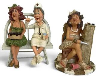 2 Doug Harris Vintage Figurines – Vegas Babs Showgirl & Nurse, RAZ Collectibles