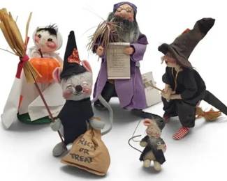5 Annalee Dolls Halloween Collection – Vintage Witches, Black Cats & Pumpkin Characters